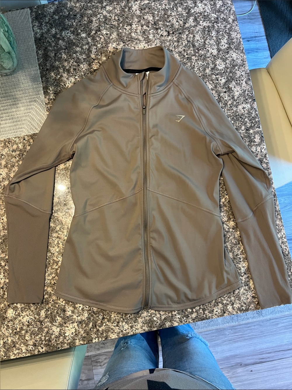 Gymshark Women's Taupe Full-Zip Utility Jacket. Size small